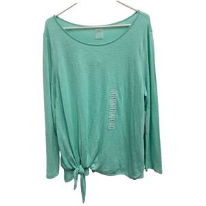 Zero Exposure Platinum Womens Top Size 2X Mint Green Tie Hem Pullover Activewear